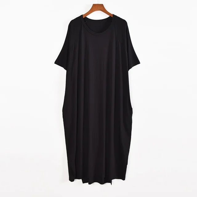 Robe longue d'été en modal pour femmes, grande taille 8XL 150kg, col rond, manches courtes, douce et confortable, décontractée, pour la maison