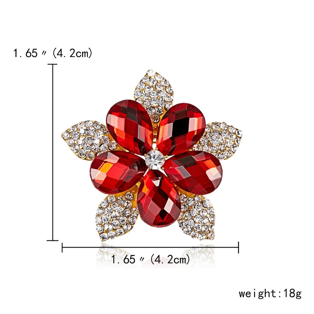 Broche à fleurs en cristal pour femmes, bleu profond, plante, Badge élégant, bijoux à la mode, broche pour fête de mariage, cadeaux de fête