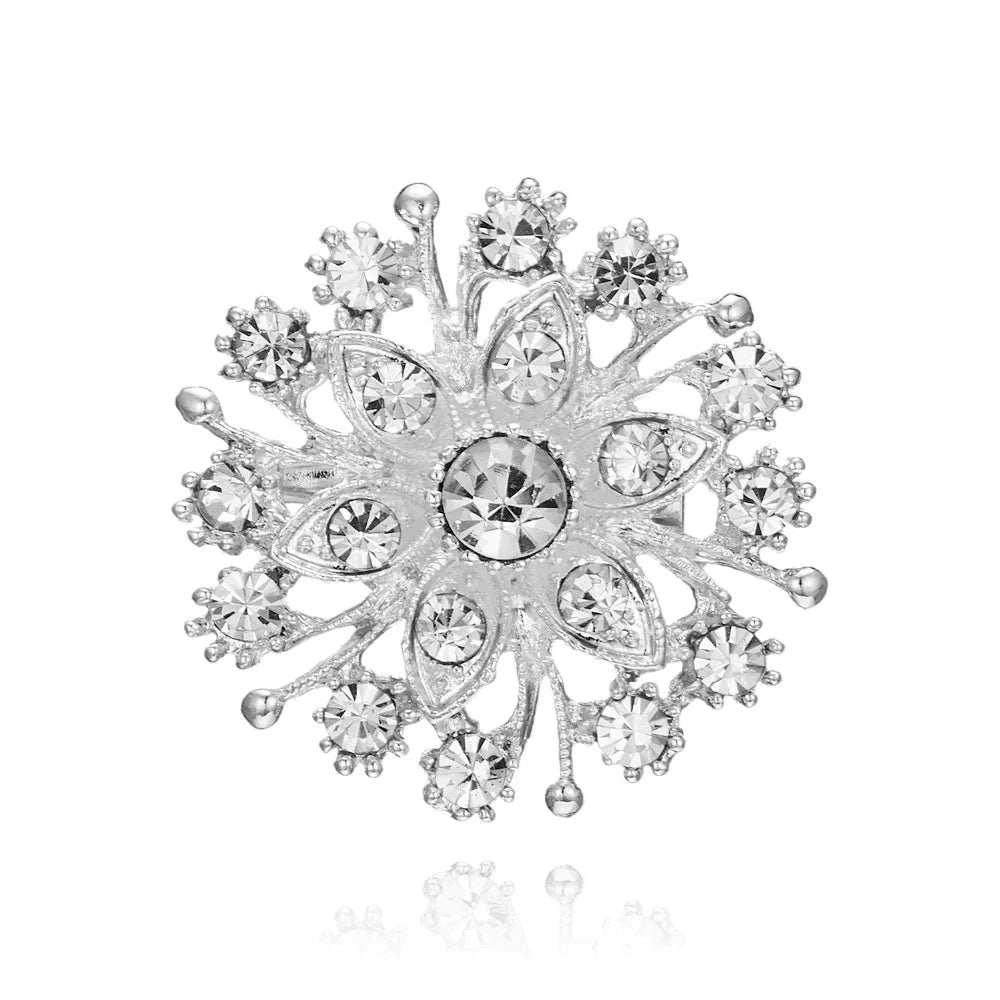 Broche à fleurs en cristal pour femmes, bleu profond, plante, Badge élégant, bijoux à la mode, broche pour fête de mariage, cadeaux de fête
