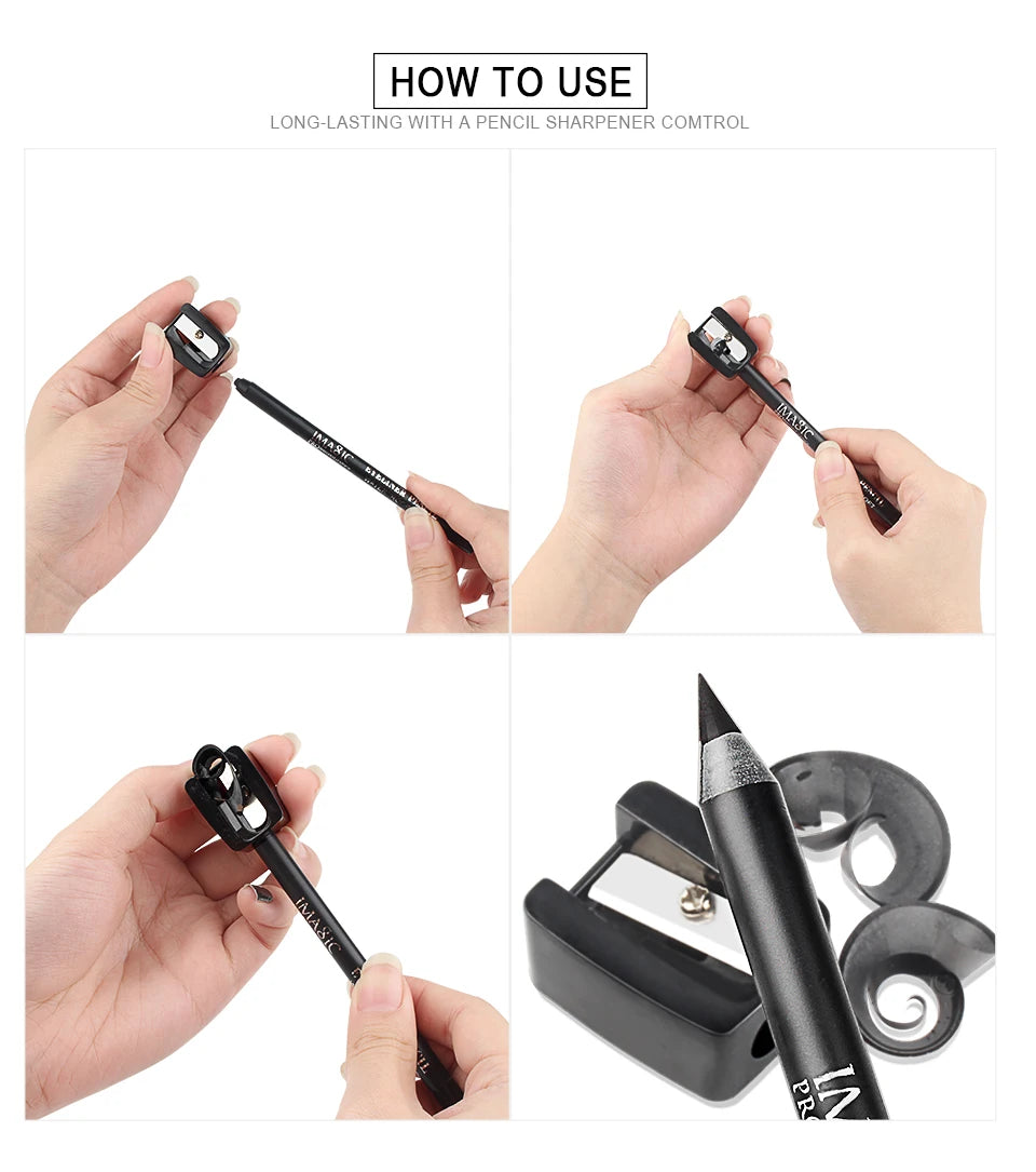 Stylo Eyeliner IMAGIC imperméable, 1 pièce, outil cosmétique de beauté de maquillage noir + 1 taille-crayon