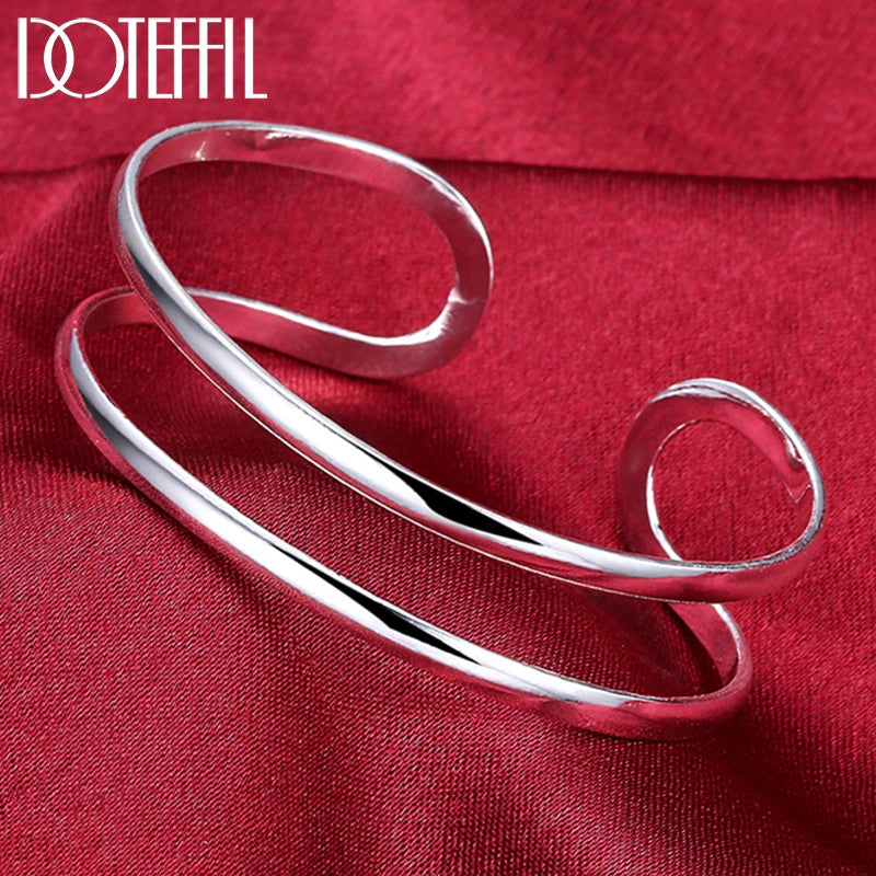 DOTEFFIL 925 en argent Sterling Double cercle ligne Bracelet pour femme mariage fiançailles mode charme fête bijoux