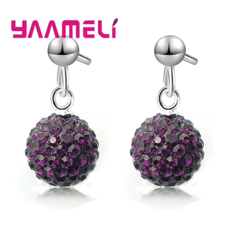 Boucles d'Oreilles en Argent Sterling 925, Clip Autrichien, Pavé Chang, Boule, Levier Arrière, Huggie, Bijoux pour Femme et Fille, Offre Spéciale