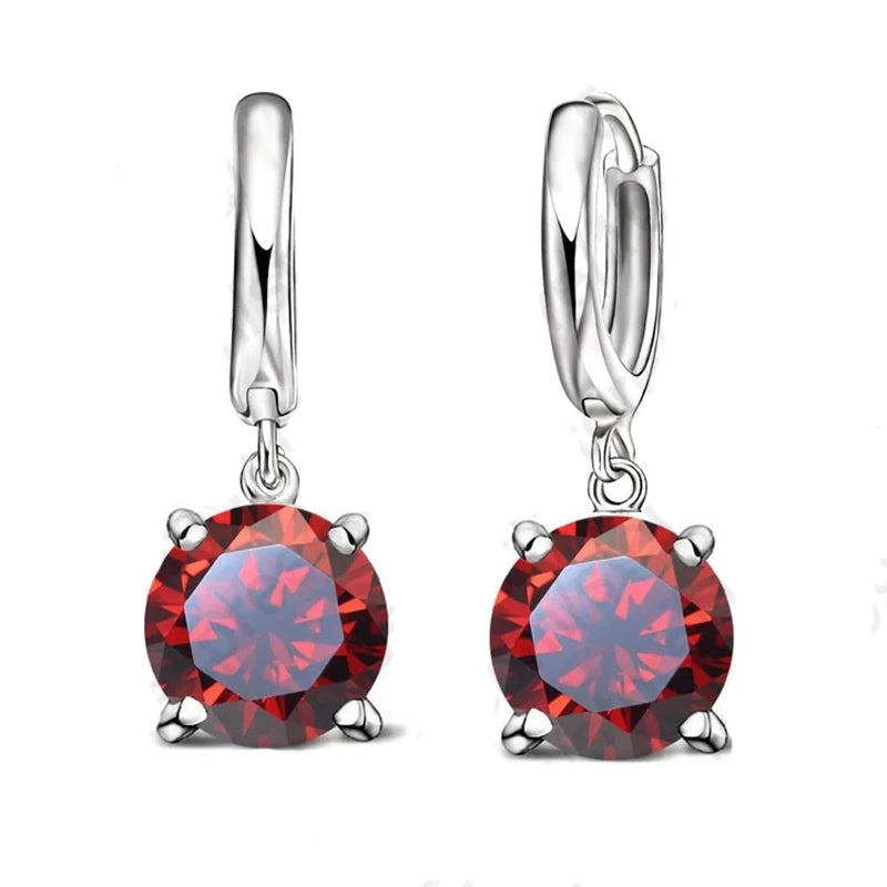 Boucles d'oreilles pendantes en argent Sterling 925 pur, grandes boucles d'oreilles rondes en cristal CZ pour femmes et filles, cadeau, bijoux à la mode