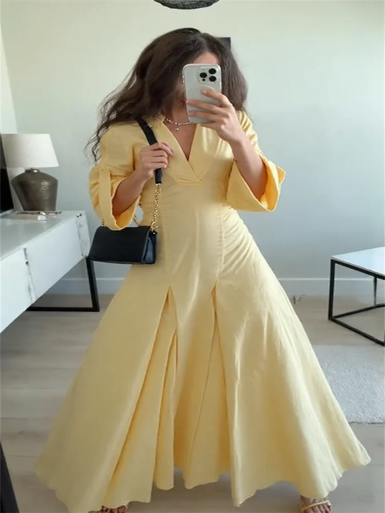 Chemise robe taille cintrée demi manches plissé
