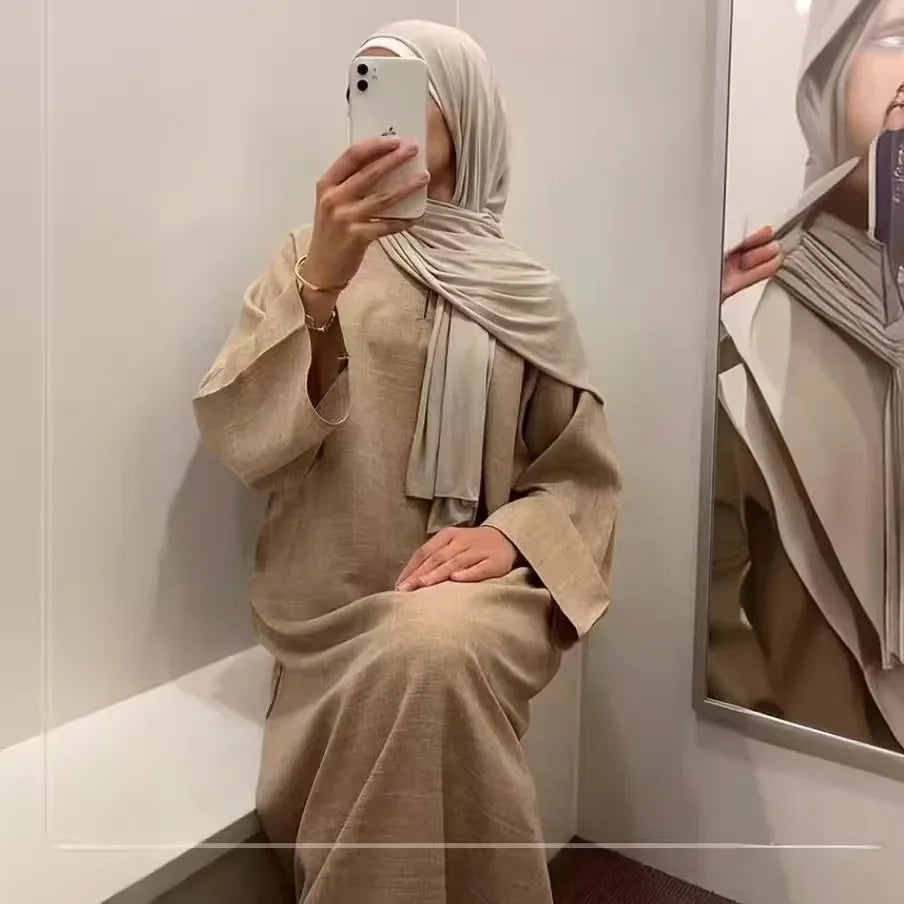 Robe Djellaba de Ramadan pour Femme, Tenue Musulmane Simple, Modeste, Éducative, Dubaï, Abaya, Turquie, Kaftan, Kebaya, Arabe, Islam Jalabiya, 2025