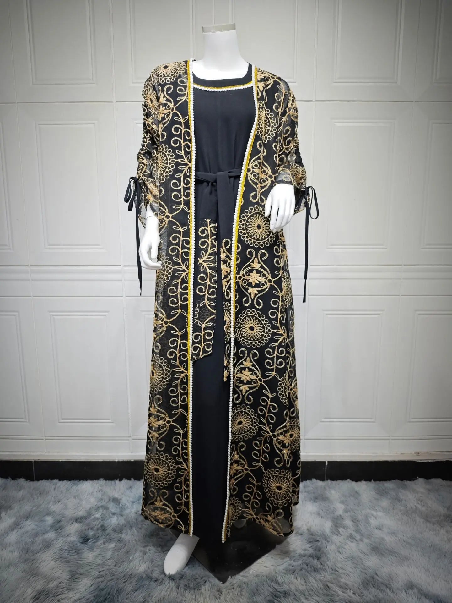 VigoAnne femmes 2025 robe musulmane ensemble moyen-orient deux pièces vêtements islamiques costume solide robe de prière col rond dame dubaï Abaya ensemble