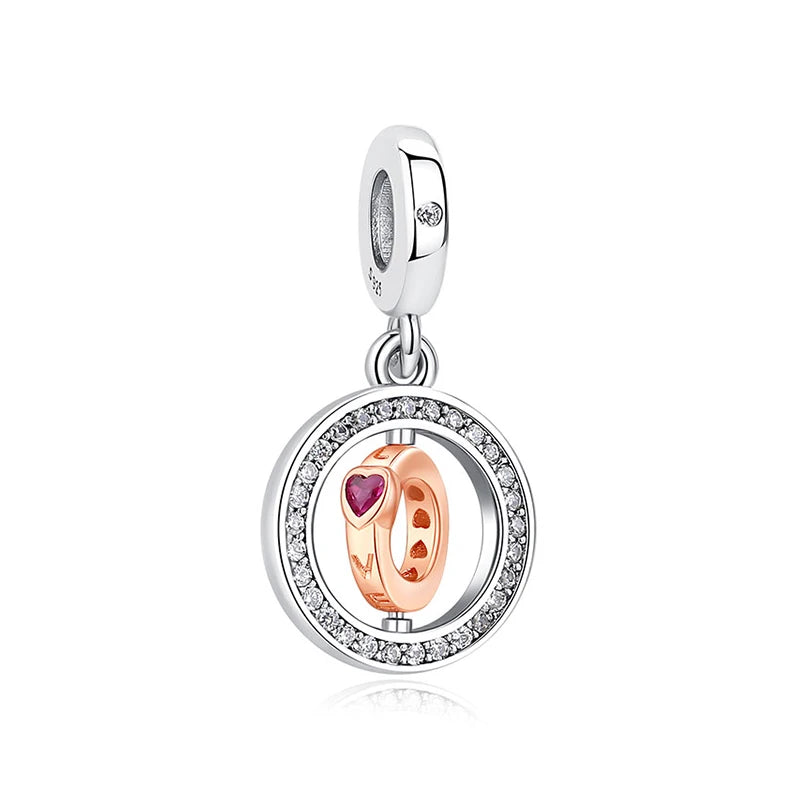 Original 925 en argent Sterling breloque perle arbre généalogique maman pendentif chaîne de sécurité breloques or Rose ajustement marque Bracelets bijoux à bricoler soi-même