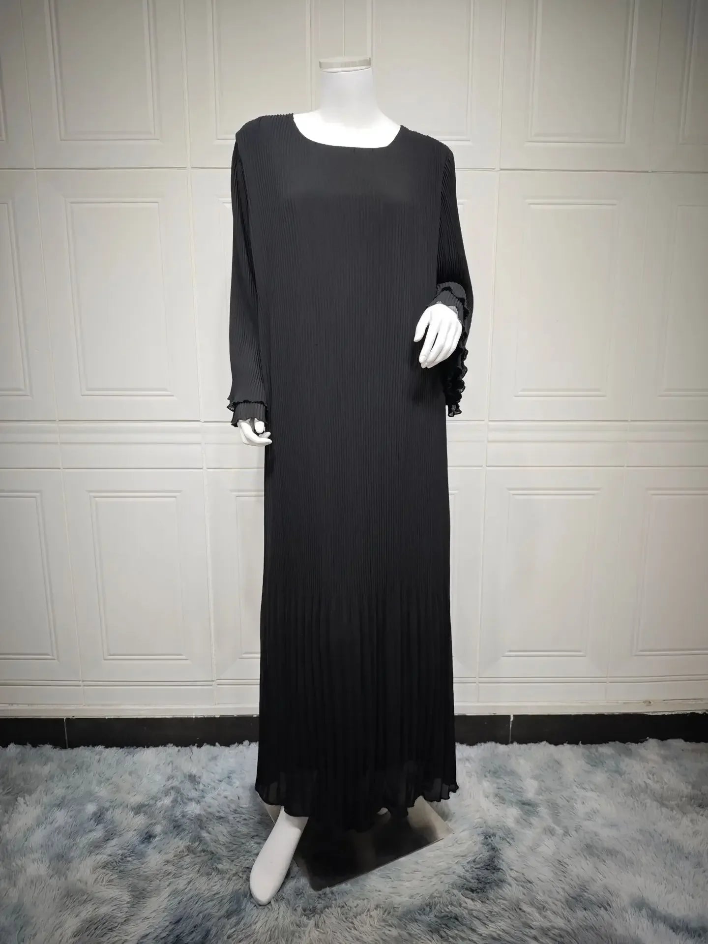 Robe musulmane Eid pour femmes, manches évasées plissées, Jalabiya, caftan, Islam, arabe, longue robe éducative, Ramadan, Maroc, Dubaï, Abayas, 2024