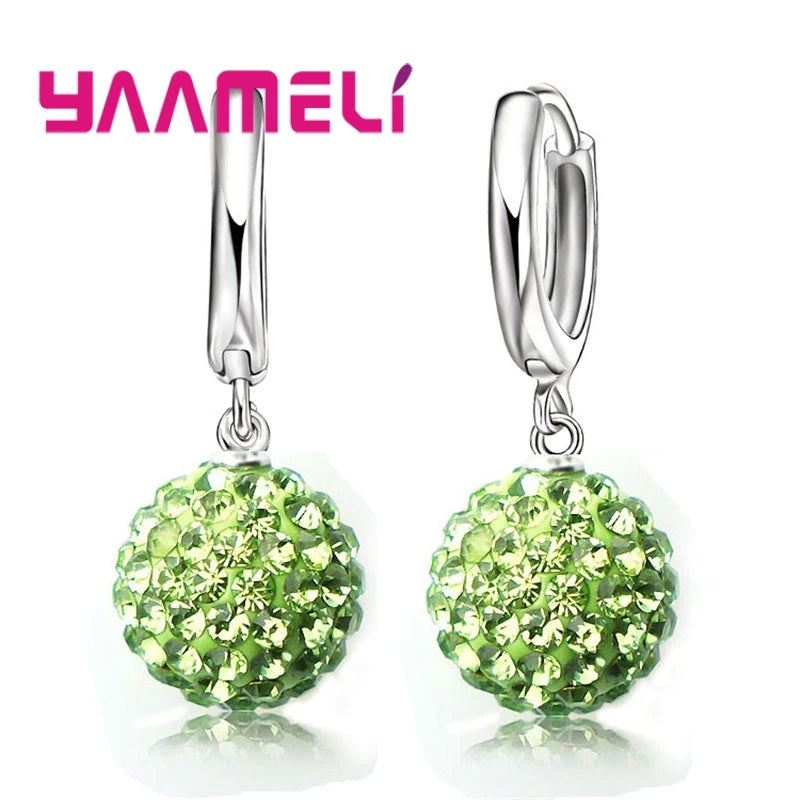 Boucles d'Oreilles en Argent Sterling 925, Clip Autrichien, Pavé Chang, Boule, Levier Arrière, Huggie, Bijoux pour Femme et Fille, Offre Spéciale