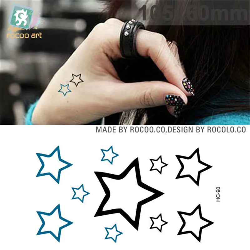 Tatouages Temporaires Imperméables pour Homme et Femme, Autocollant de Tatouage, Anti-Irritation, Design Étoile 3D, Flash HC1008
