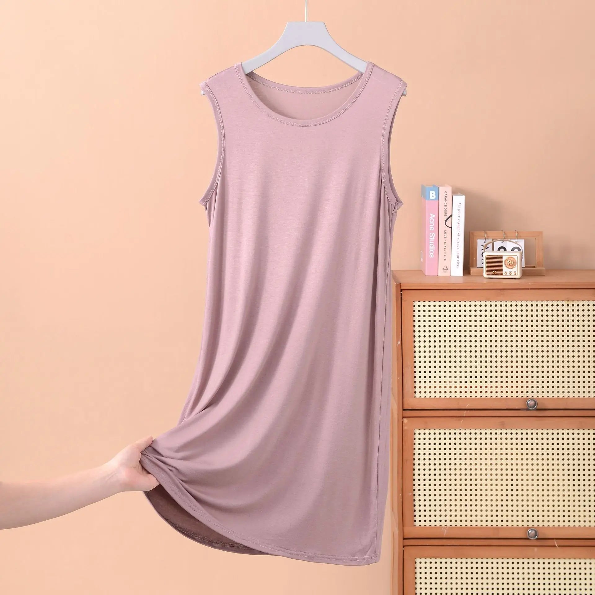Robe débardeur en modal pour femme, tenue de nuit confortable, grande taille XL à 8XL