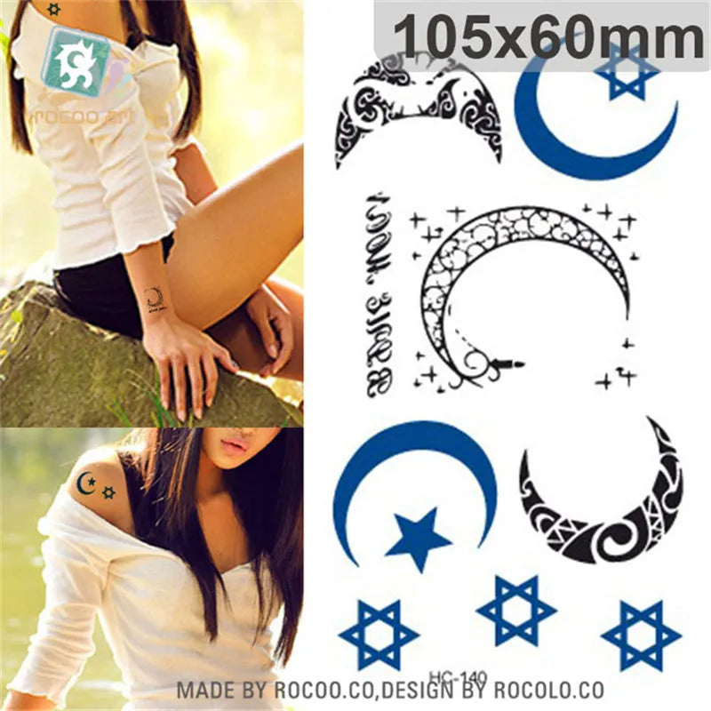 Tatouages Temporaires Imperméables pour Homme et Femme, Autocollant de Tatouage, Anti-Irritation, Design Étoile 3D, Flash HC1008