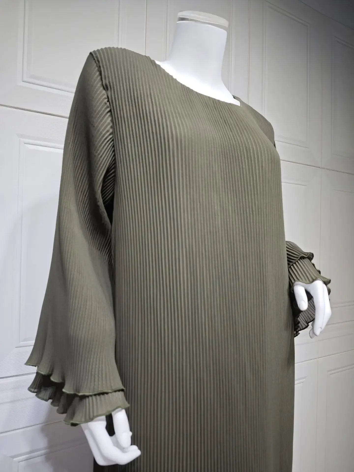 Robe musulmane Eid pour femmes, manches évasées plissées, Jalabiya, caftan, Islam, arabe, longue robe éducative, Ramadan, Maroc, Dubaï, Abayas, 2024