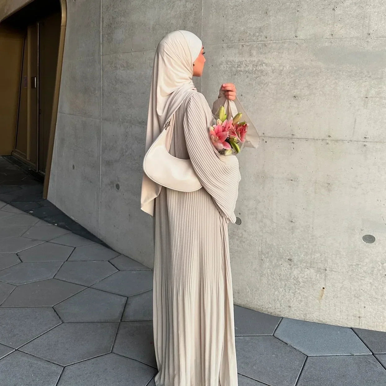 Robe musulmane Eid pour femmes, manches évasées plissées, Jalabiya, caftan, Islam, arabe, longue robe éducative, Ramadan, Maroc, Dubaï, Abayas, 2024