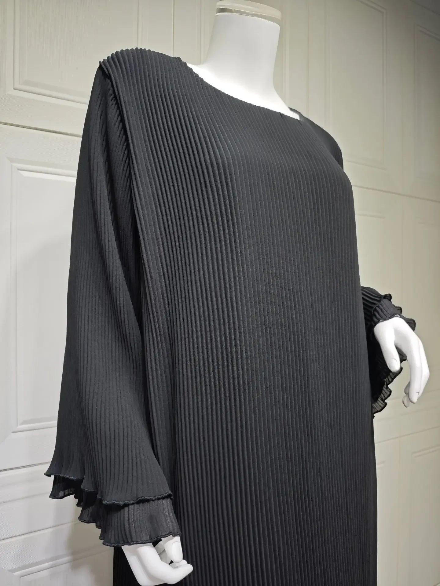 Robe musulmane Eid pour femmes, manches évasées plissées, Jalabiya, caftan, Islam, arabe, longue robe éducative, Ramadan, Maroc, Dubaï, Abayas, 2024