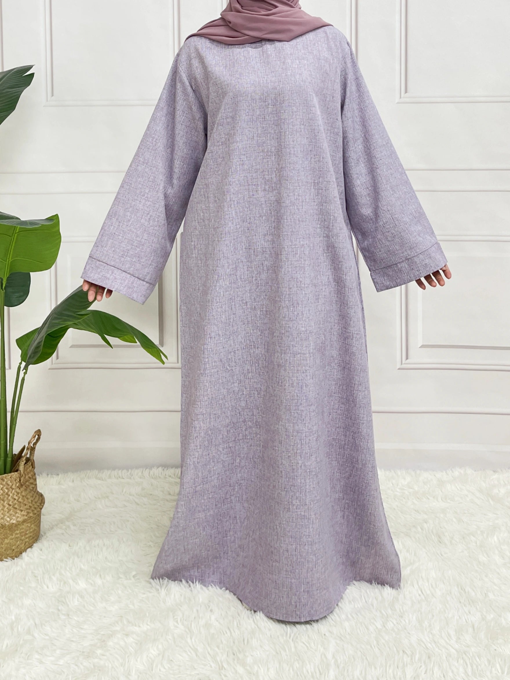 Abaya à manches longues et fermeture modeste, sans Hijab, avec ceinture, vêtements islamiques de base pour l'aïd
