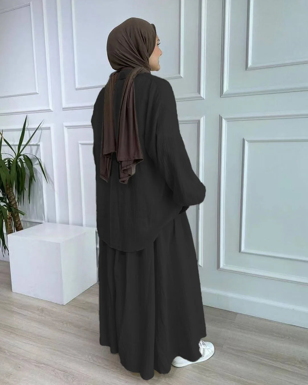 VigoAnne 2025 femmes musulmanes ensemble solide 2 pièces vêtements islamiques à manches longues robe de prière ensemble solide ample dame dubaï Abaya ensembles