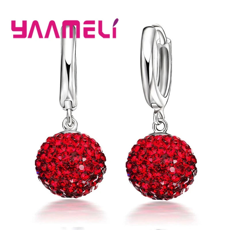 Boucles d'Oreilles en Argent Sterling 925, Clip Autrichien, Pavé Chang, Boule, Levier Arrière, Huggie, Bijoux pour Femme et Fille, Offre Spéciale
