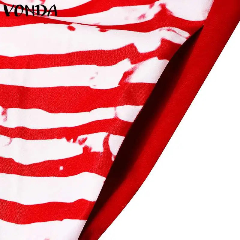 Grande taille 5XL VONDA bohème imprimé Robe Maxi 2025 été sans manches fête plage Robe d'été réservoir longue Robe décontracté Robe ample