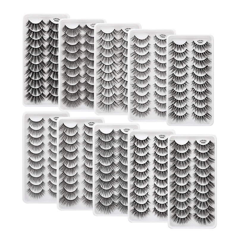 10/8/5/3 paires Multipack 3D cils de vison Faux cils faits à la main vaporeux moelleux Faux cils naturel outils de maquillage des yeux Faux cils