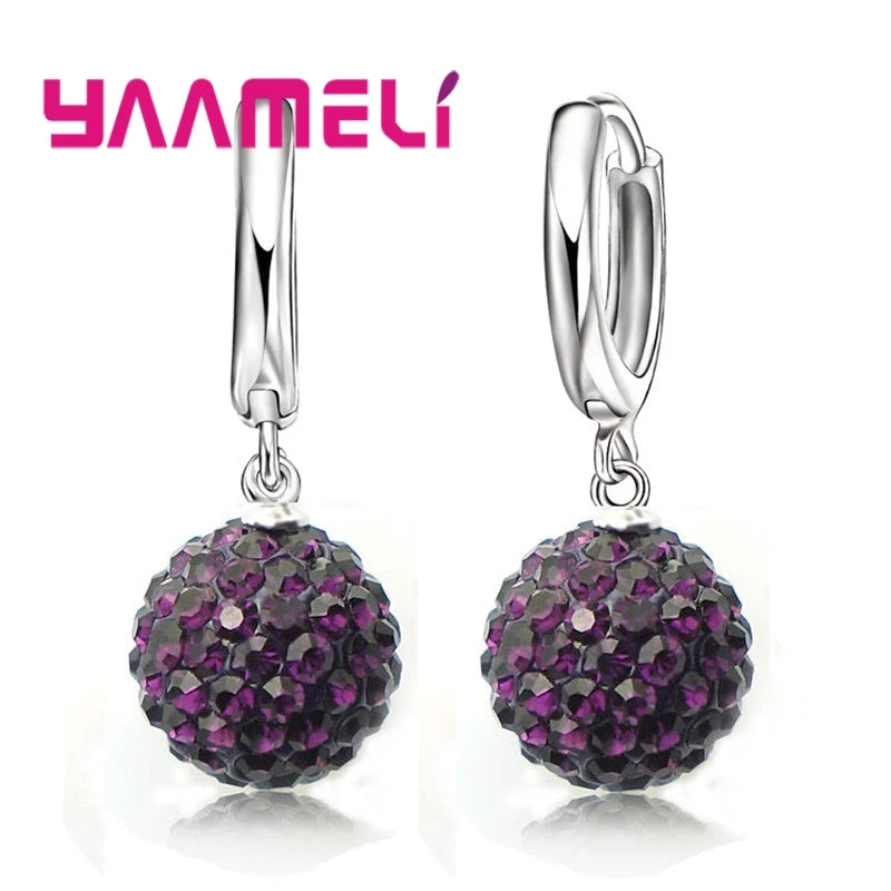 Boucles d'Oreilles en Argent Sterling 925, Clip Autrichien, Pavé Chang, Boule, Levier Arrière, Huggie, Bijoux pour Femme et Fille, Offre Spéciale