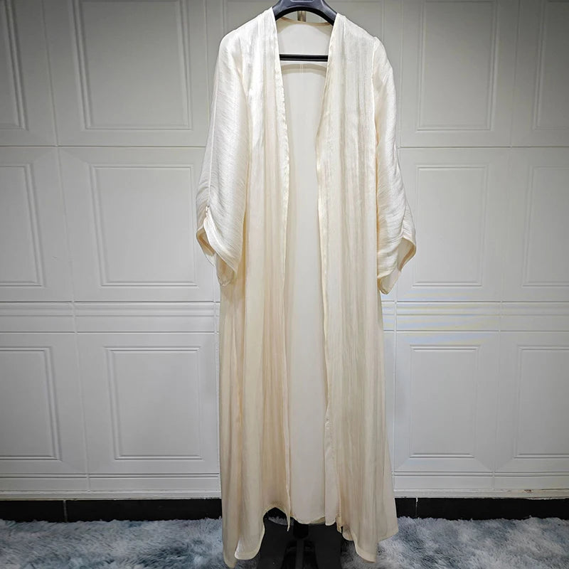 Cardigan ouvert en mousseline de soie douce et brillante Djellaba