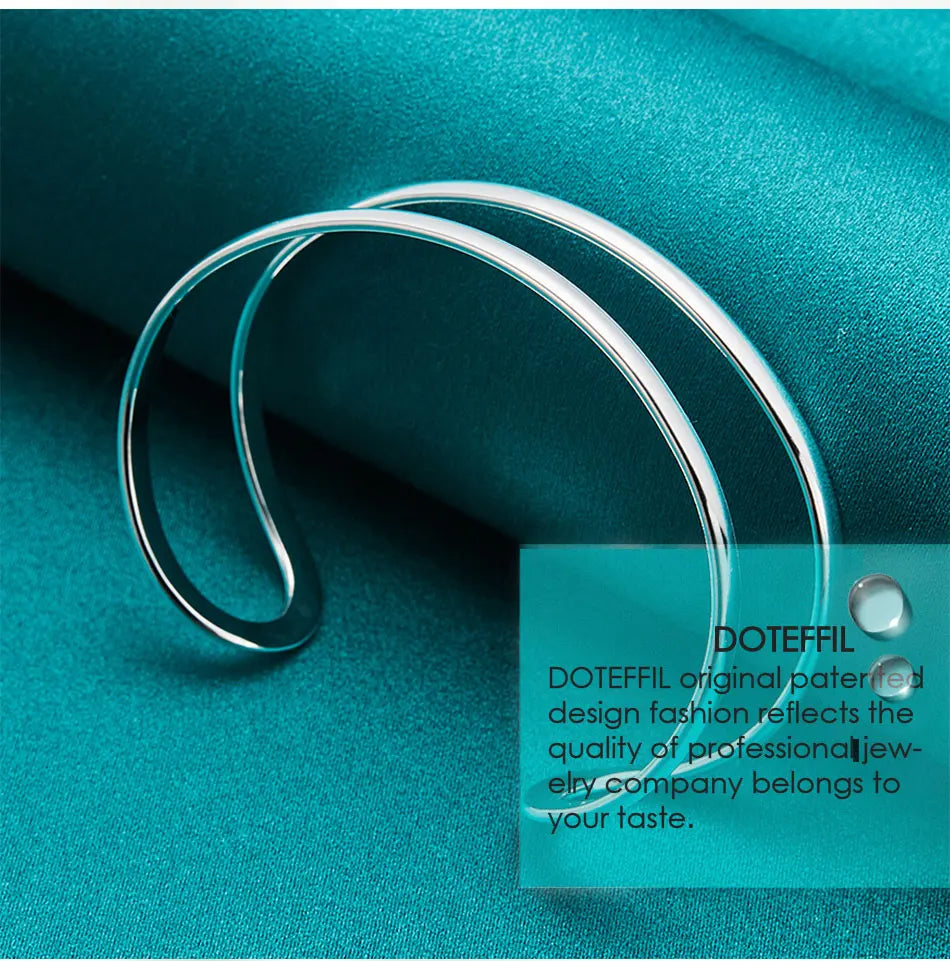 DOTEFFIL 925 en argent Sterling Double cercle ligne Bracelet pour femme mariage fiançailles mode charme fête bijoux