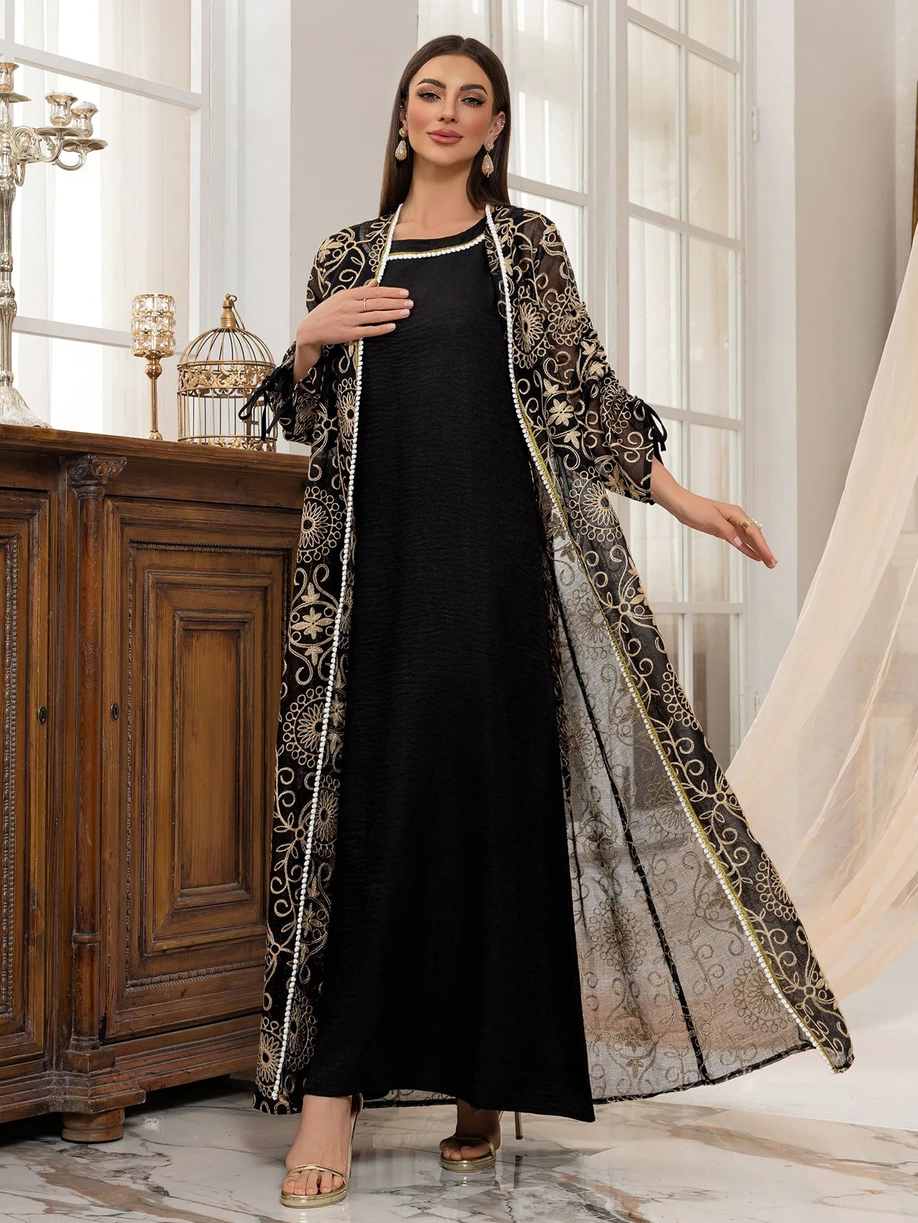VigoAnne femmes 2025 robe musulmane ensemble moyen-orient deux pièces vêtements islamiques costume solide robe de prière col rond dame dubaï Abaya ensemble
