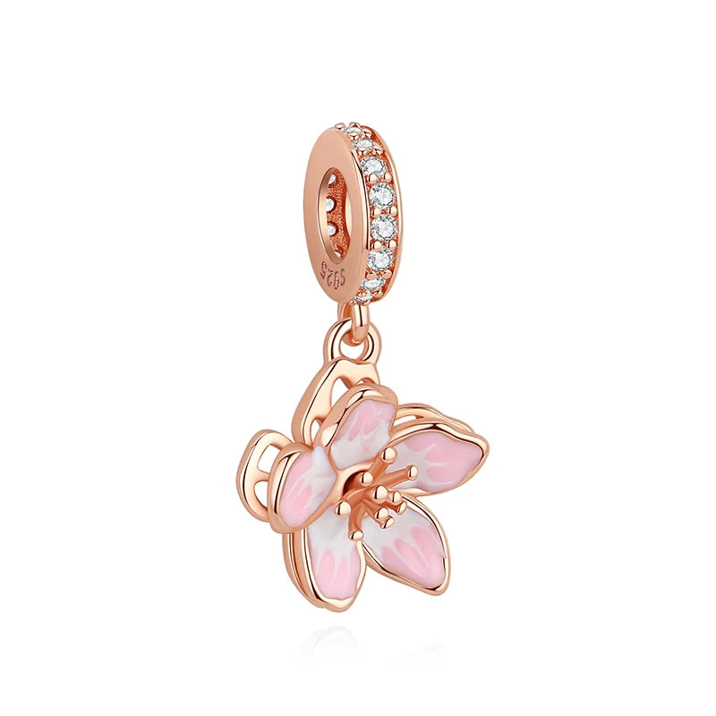 Original 925 en argent Sterling breloque perle arbre généalogique maman pendentif chaîne de sécurité breloques or Rose ajustement marque Bracelets bijoux à bricoler soi-même