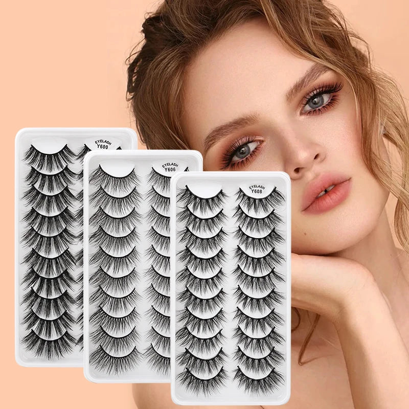 10/8/5/3 paires Multipack 3D cils de vison Faux cils faits à la main vaporeux moelleux Faux cils naturel outils de maquillage des yeux Faux cils