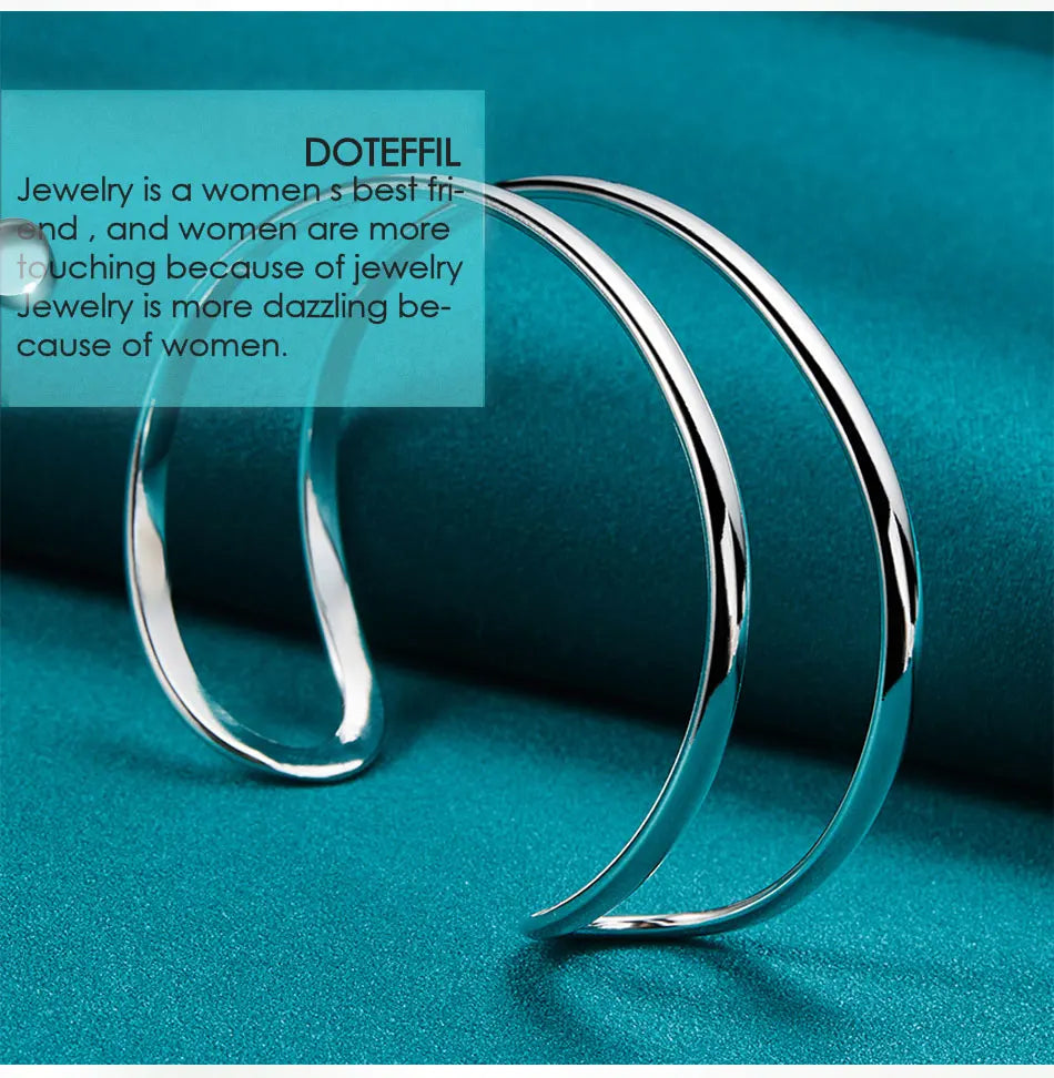 DOTEFFIL 925 en argent Sterling Double cercle ligne Bracelet pour femme mariage fiançailles mode charme fête bijoux
