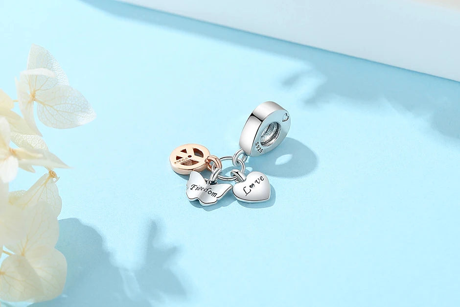 Original 925 en argent Sterling breloque perle arbre généalogique maman pendentif chaîne de sécurité breloques or Rose ajustement marque Bracelets bijoux à bricoler soi-même