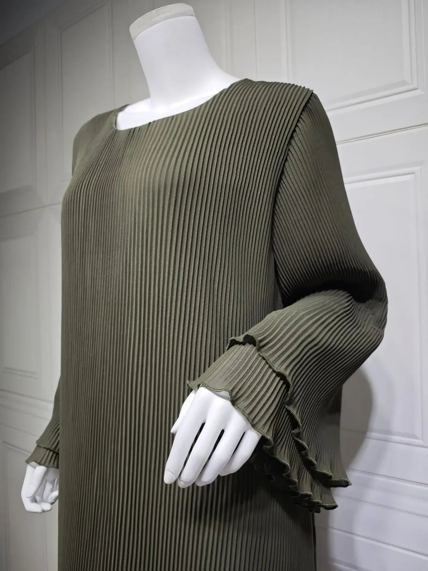 Robe musulmane Eid pour femmes, manches évasées plissées, Jalabiya, caftan, Islam, arabe, longue robe éducative, Ramadan, Maroc, Dubaï, Abayas, 2024