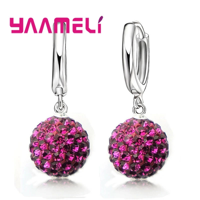 Boucles d'Oreilles en Argent Sterling 925, Clip Autrichien, Pavé Chang, Boule, Levier Arrière, Huggie, Bijoux pour Femme et Fille, Offre Spéciale