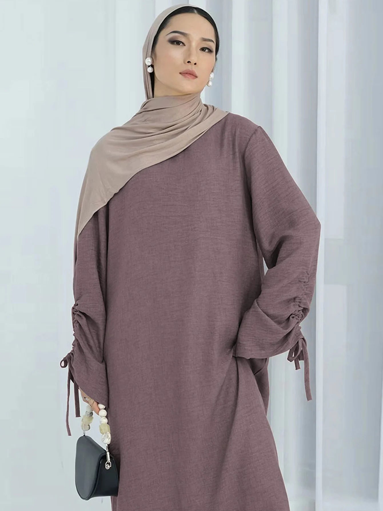 Eid Robe islamique modeste pour femmes Abaya à lacets manches maroc décontracté Ramadan robes prière caftan dubaï Robe longue musulmane
