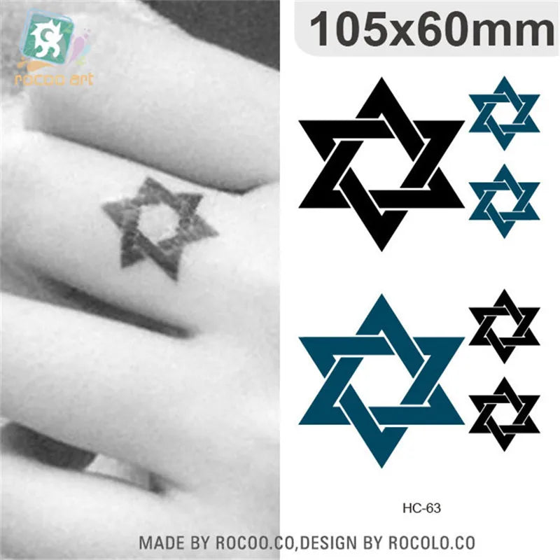 Tatouages Temporaires Imperméables pour Homme et Femme, Autocollant de Tatouage, Anti-Irritation, Design Étoile 3D, Flash HC1008