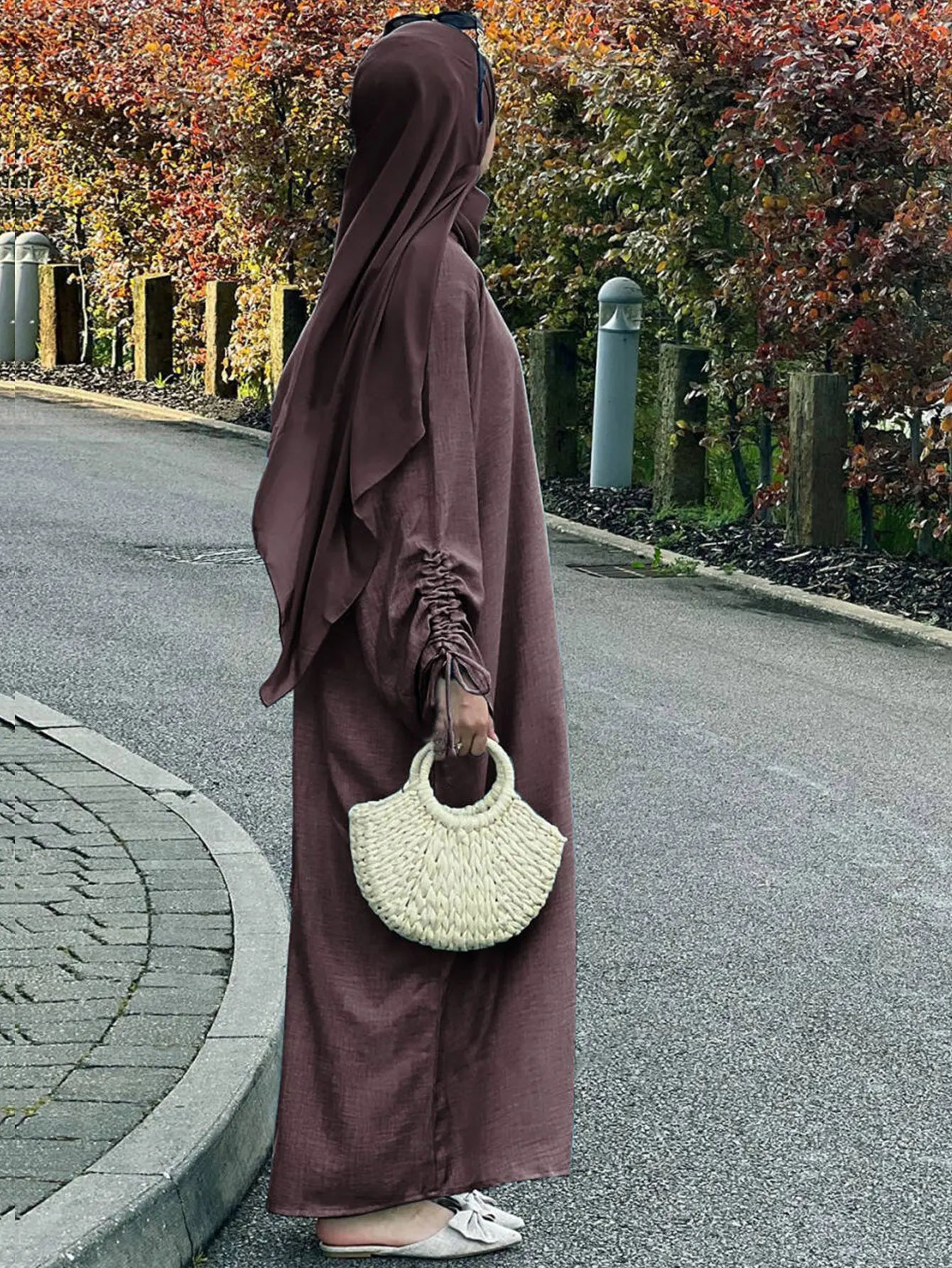 Eid Robe islamique modeste pour femmes Abaya à lacets manches maroc décontracté Ramadan robes prière caftan dubaï Robe longue musulmane