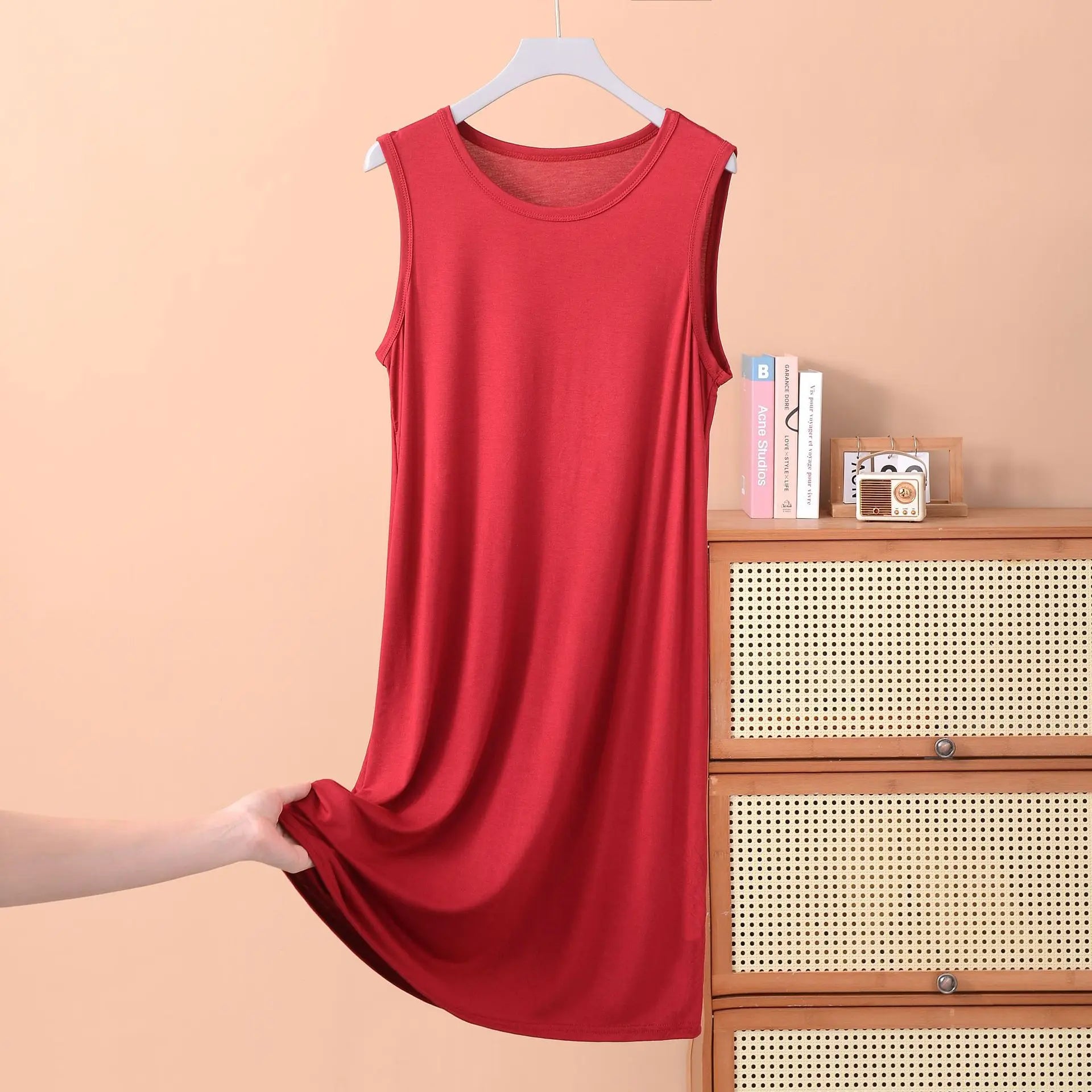 Robe débardeur en modal pour femme, tenue de nuit confortable, grande taille XL à 8XL