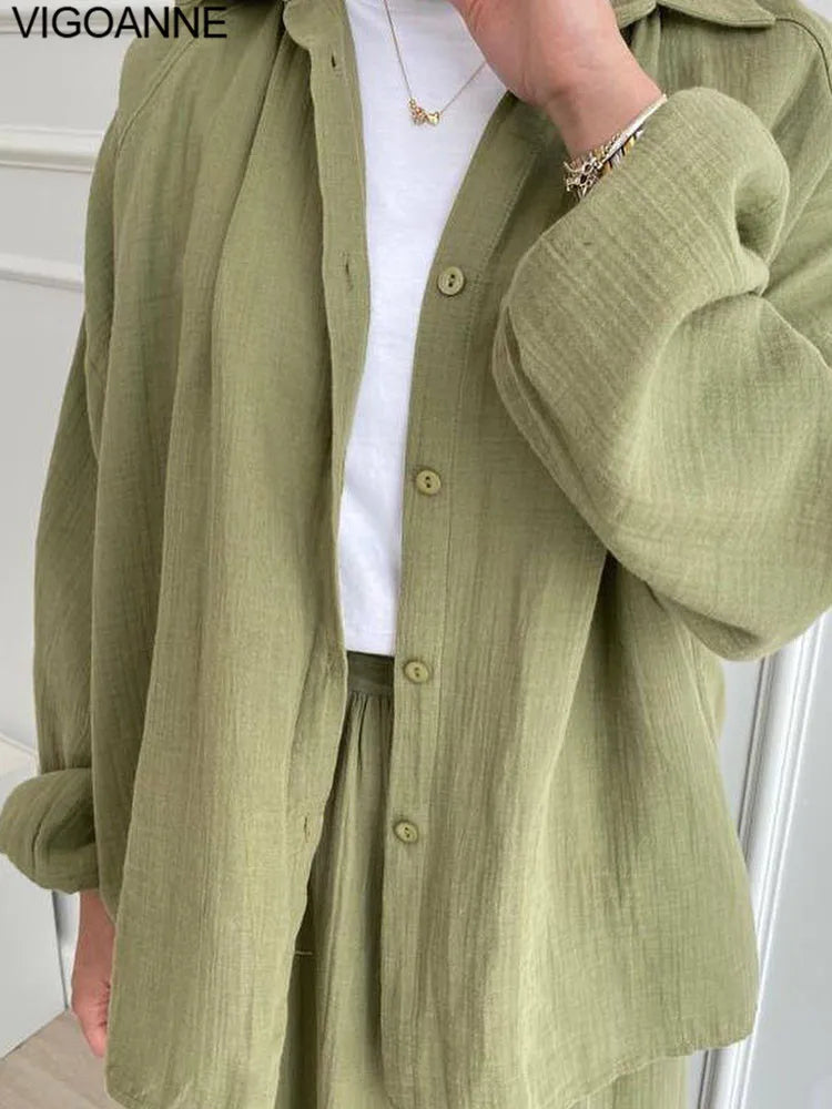 VigoAnne 2025 femmes musulmanes ensemble solide 2 pièces vêtements islamiques à manches longues robe de prière ensemble solide ample dame dubaï Abaya ensembles