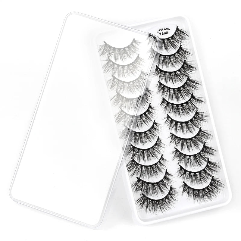 10/8/5/3 paires Multipack 3D cils de vison Faux cils faits à la main vaporeux moelleux Faux cils naturel outils de maquillage des yeux Faux cils