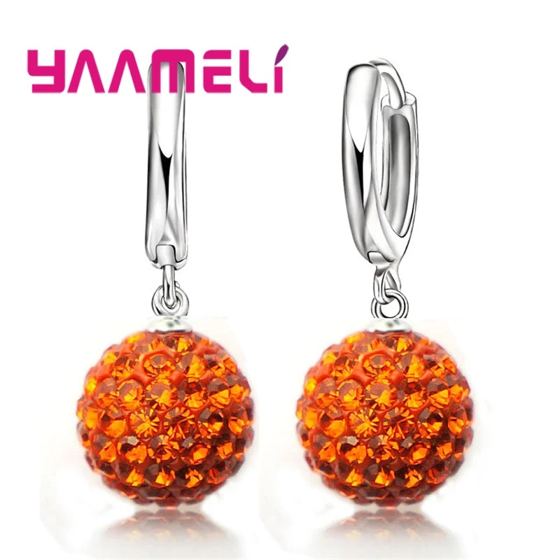 Boucles d'Oreilles en Argent Sterling 925, Clip Autrichien, Pavé Chang, Boule, Levier Arrière, Huggie, Bijoux pour Femme et Fille, Offre Spéciale