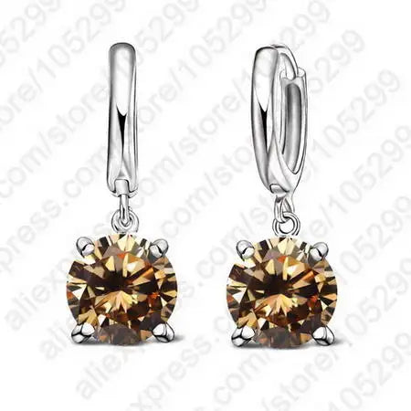 Boucles d'oreilles pendantes en argent Sterling 925 pur, grandes boucles d'oreilles rondes en cristal CZ pour femmes et filles, cadeau, bijoux à la mode