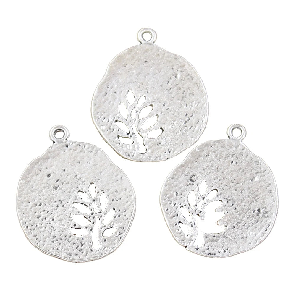 10 pièces breloques feuille arbre 28x23mm Antique fabrication pendentif ajustement, couleur argent tibétain Vintage, bijoux faits à la main bricolage