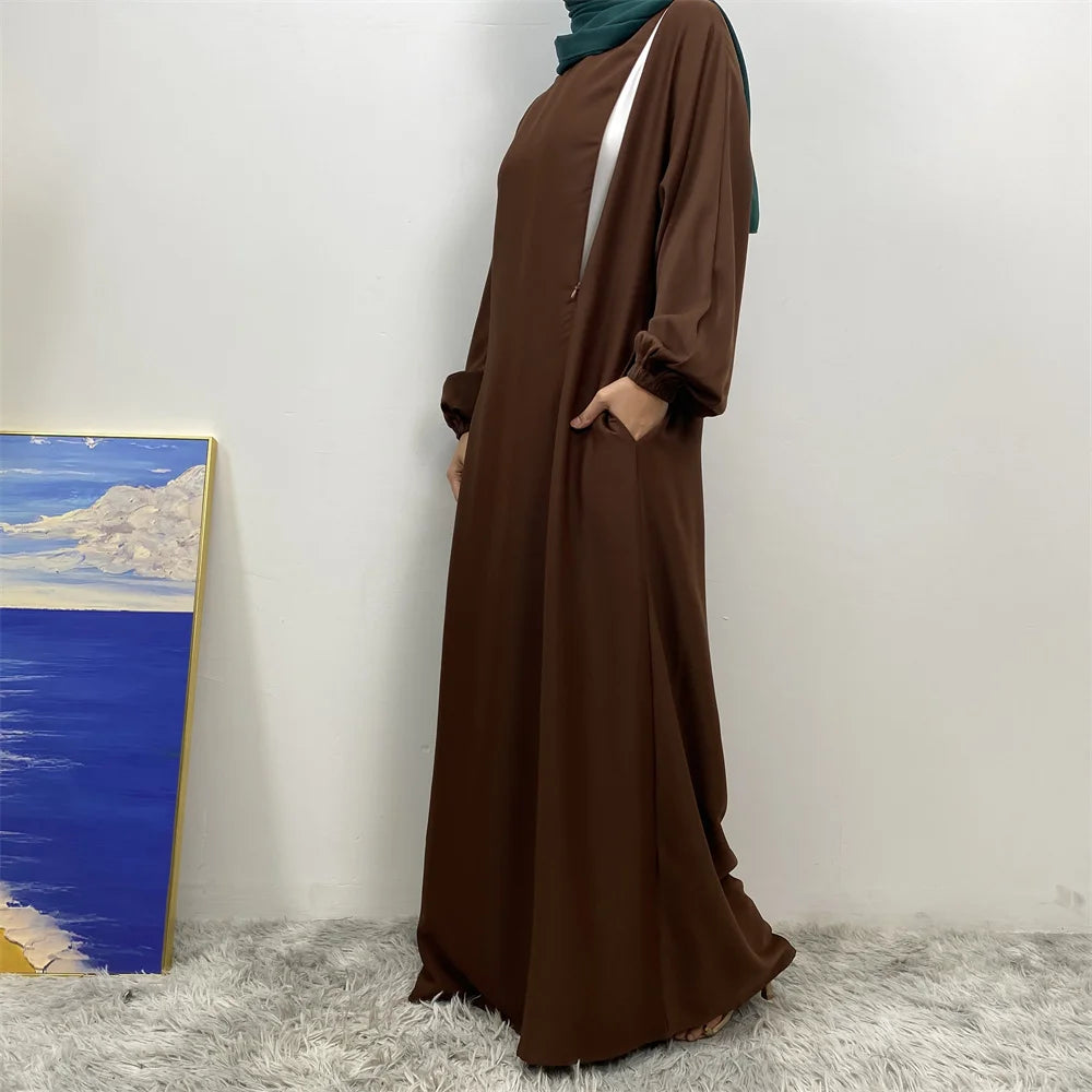 Meilleur chaud musulman 2 fermetures éclair sur le devant allaitement dubaï Abaya vacances femmes robes de jour pour Eid Uae Ramadan vêtements caftan noir