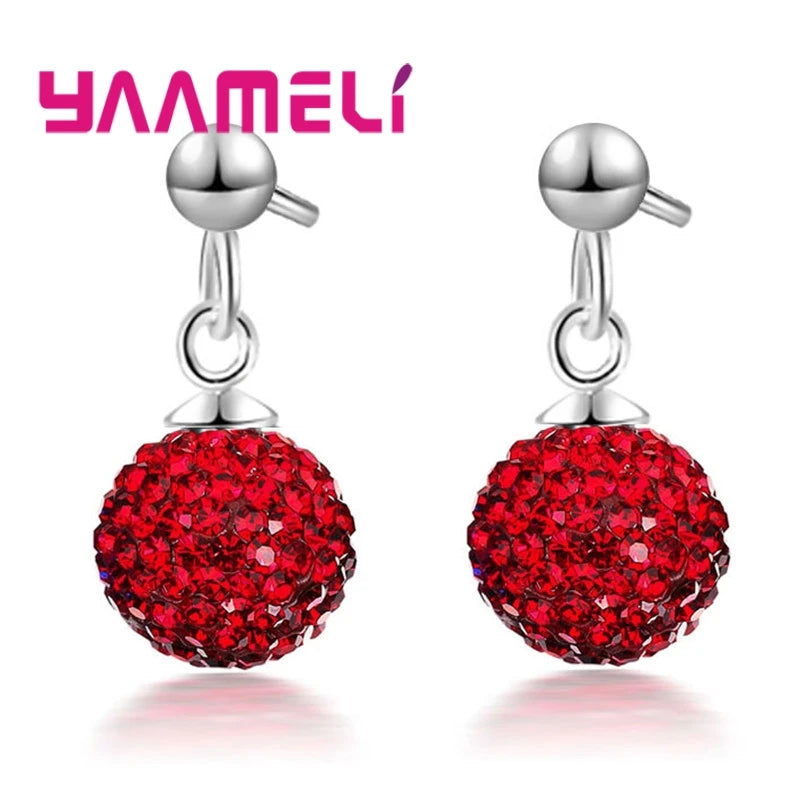 Boucles d'Oreilles en Argent Sterling 925, Clip Autrichien, Pavé Chang, Boule, Levier Arrière, Huggie, Bijoux pour Femme et Fille, Offre Spéciale