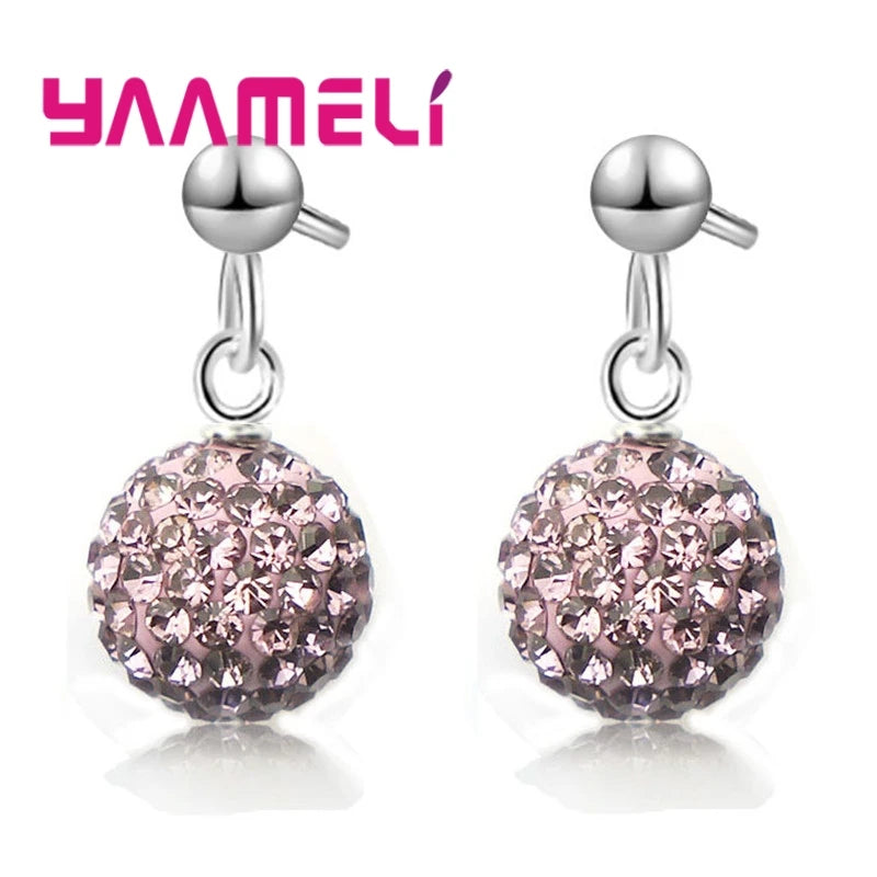 Boucles d'Oreilles en Argent Sterling 925, Clip Autrichien, Pavé Chang, Boule, Levier Arrière, Huggie, Bijoux pour Femme et Fille, Offre Spéciale
