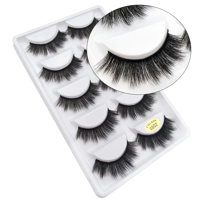 10/8/5/3 paires Multipack 3D cils de vison Faux cils faits à la main vaporeux moelleux Faux cils naturel outils de maquillage des yeux Faux cils
