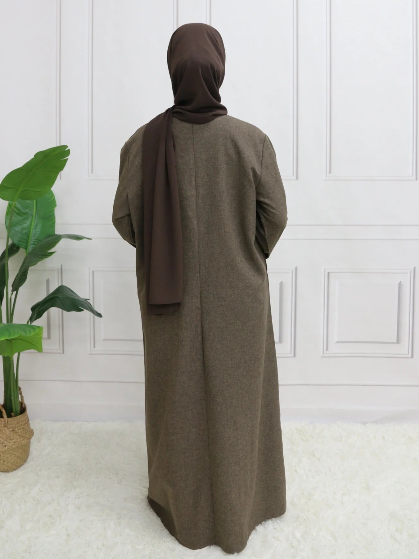 Abaya à manches longues et fermeture modeste, sans Hijab, avec ceinture, vêtements islamiques de base pour l'aïd