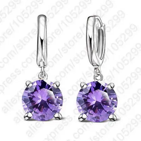 Boucles d'oreilles pendantes en argent Sterling 925 pur, grandes boucles d'oreilles rondes en cristal CZ pour femmes et filles, cadeau, bijoux à la mode