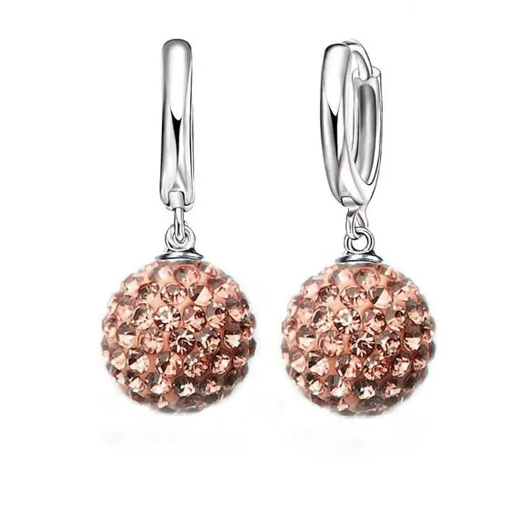 Boucles d'Oreilles en Argent Sterling 925, Clip Autrichien, Pavé Chang, Boule, Levier Arrière, Huggie, Bijoux pour Femme et Fille, Offre Spéciale